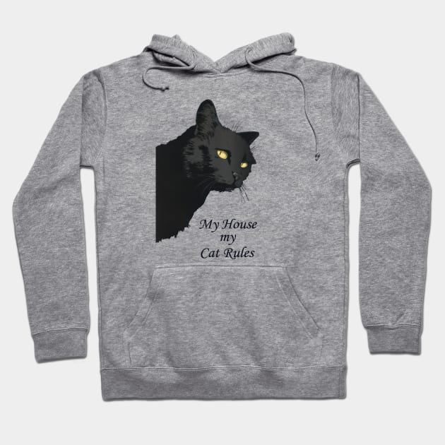 Black Cat: My House My Cat Rules Hoodie by TooplesArt